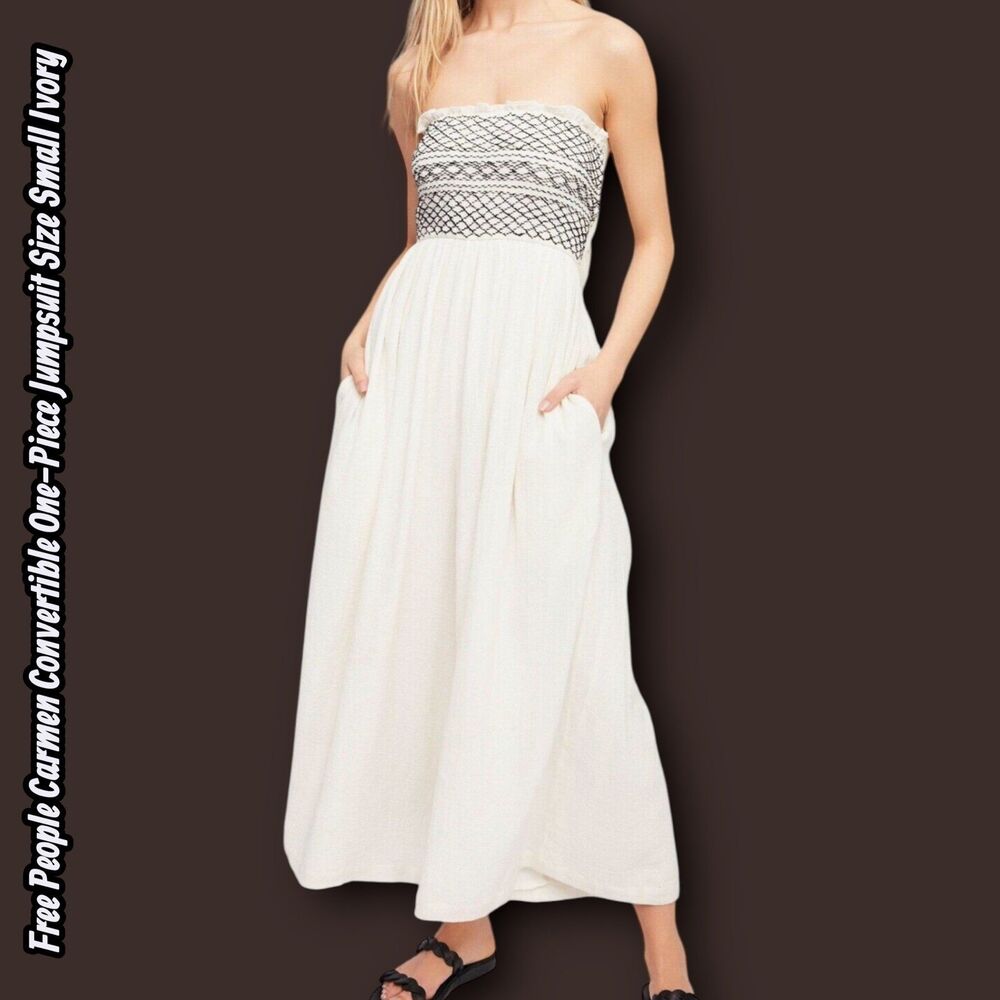 Preowned Free People Carmen Convertible One-Piece Jumpsuit Size Small Ivory